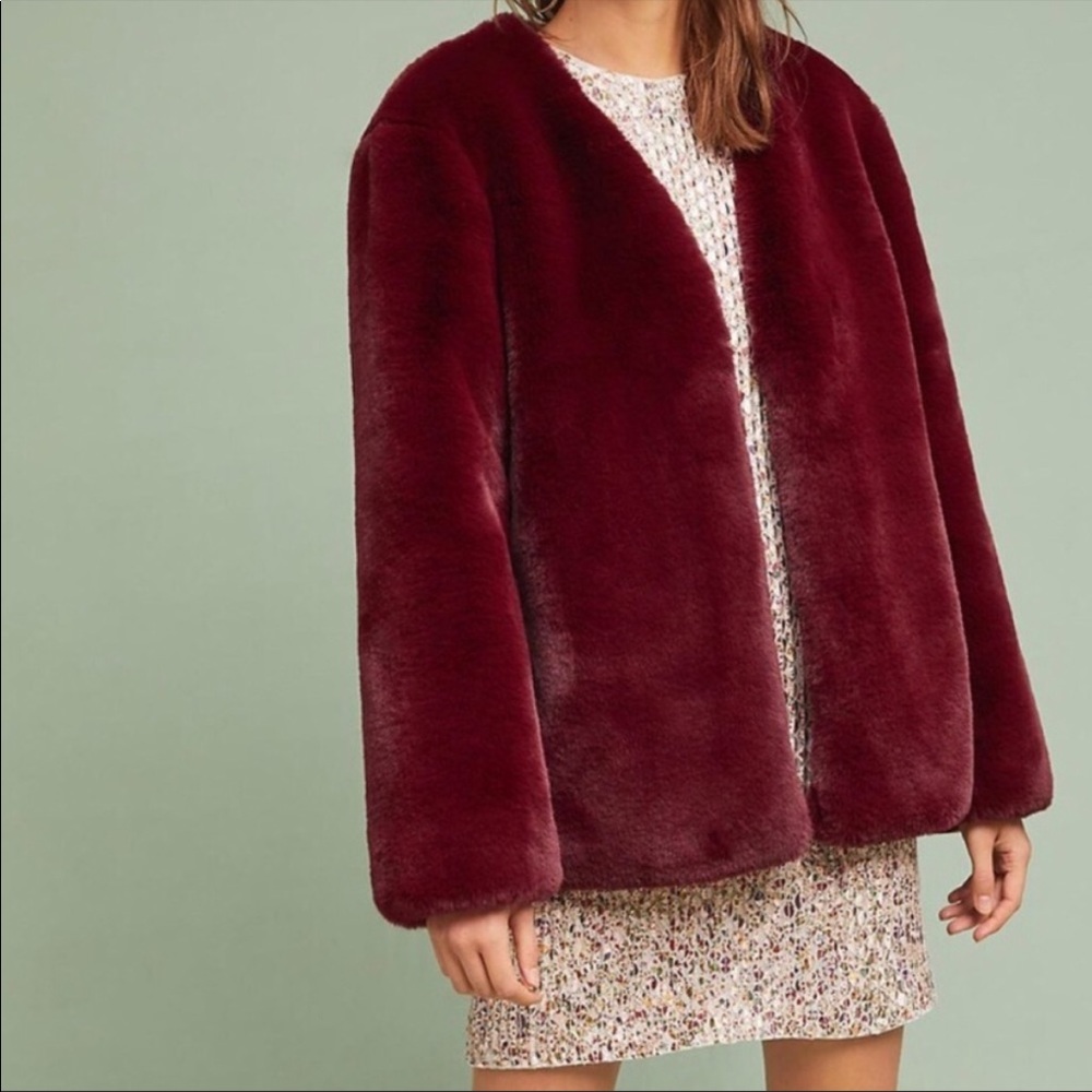 Anthropologie Moon River Jewel Faux Fur Coat
